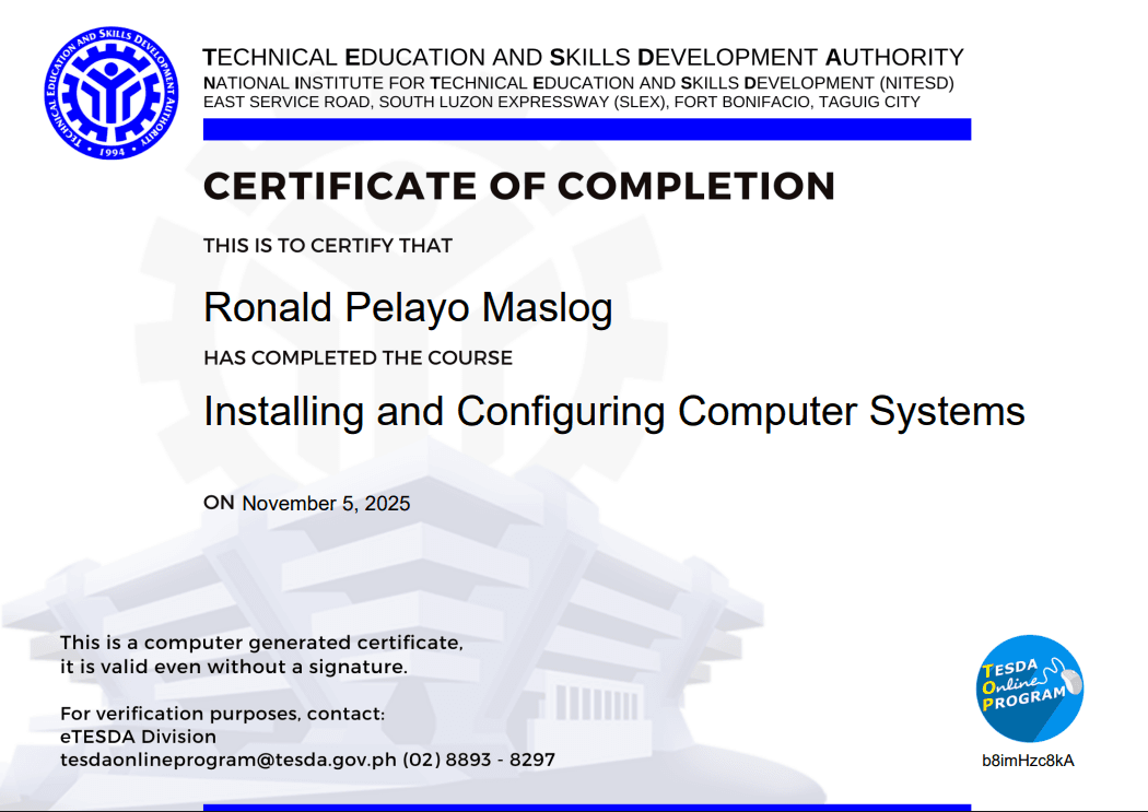 Installing and Configuring Computer Systems credential