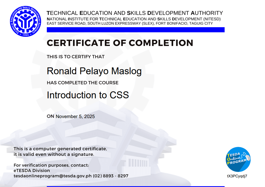 Introduction to CSS credential