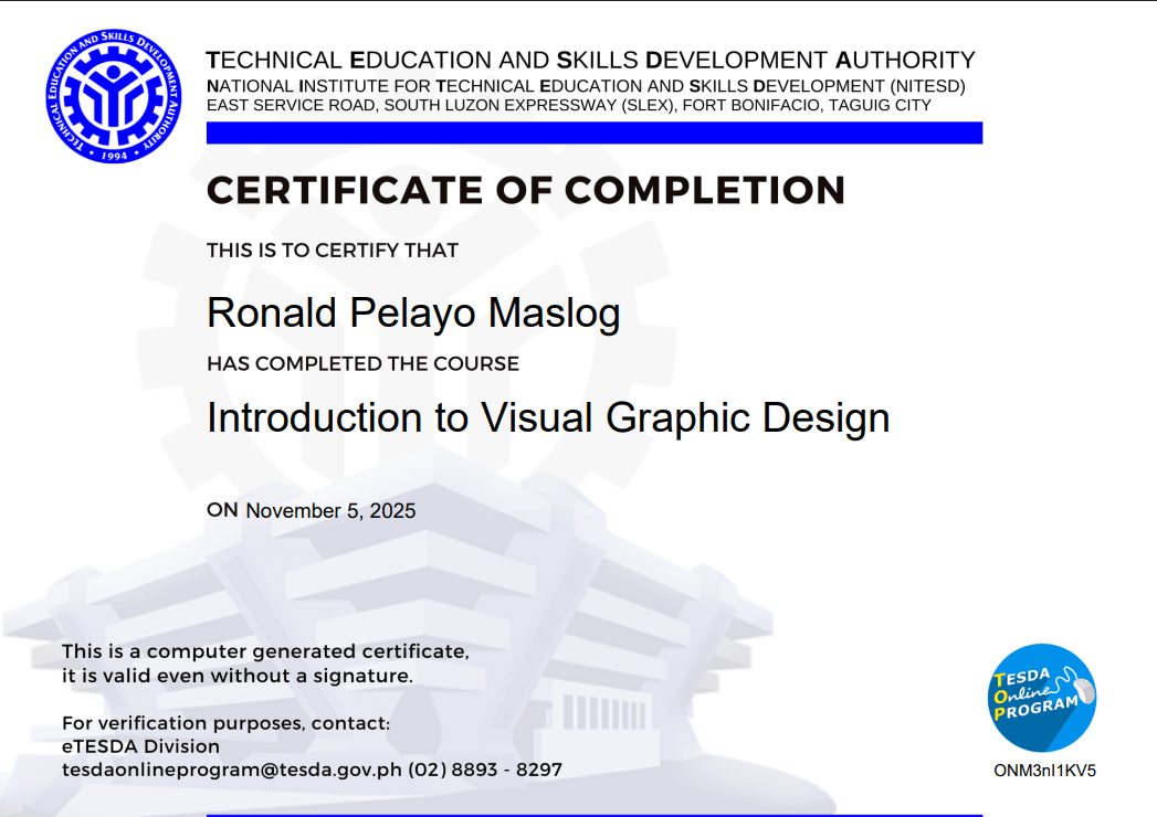 Introduction to Visual Graphic Design credential