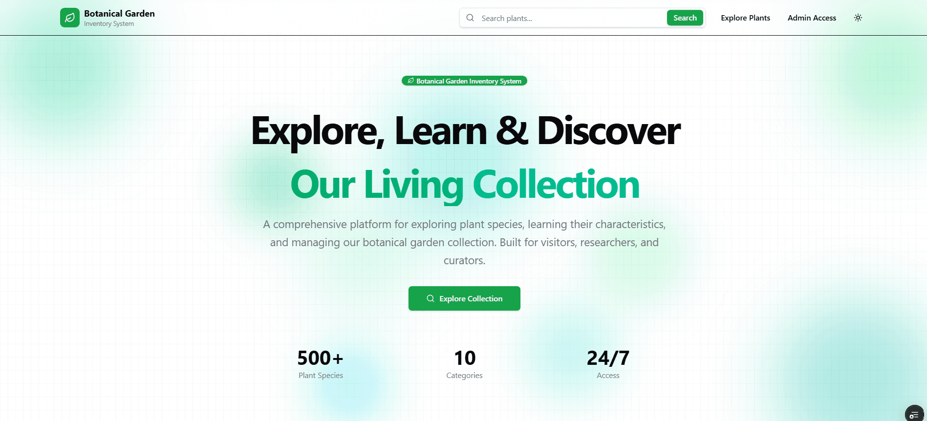 Botanical Inventory System screenshot 1