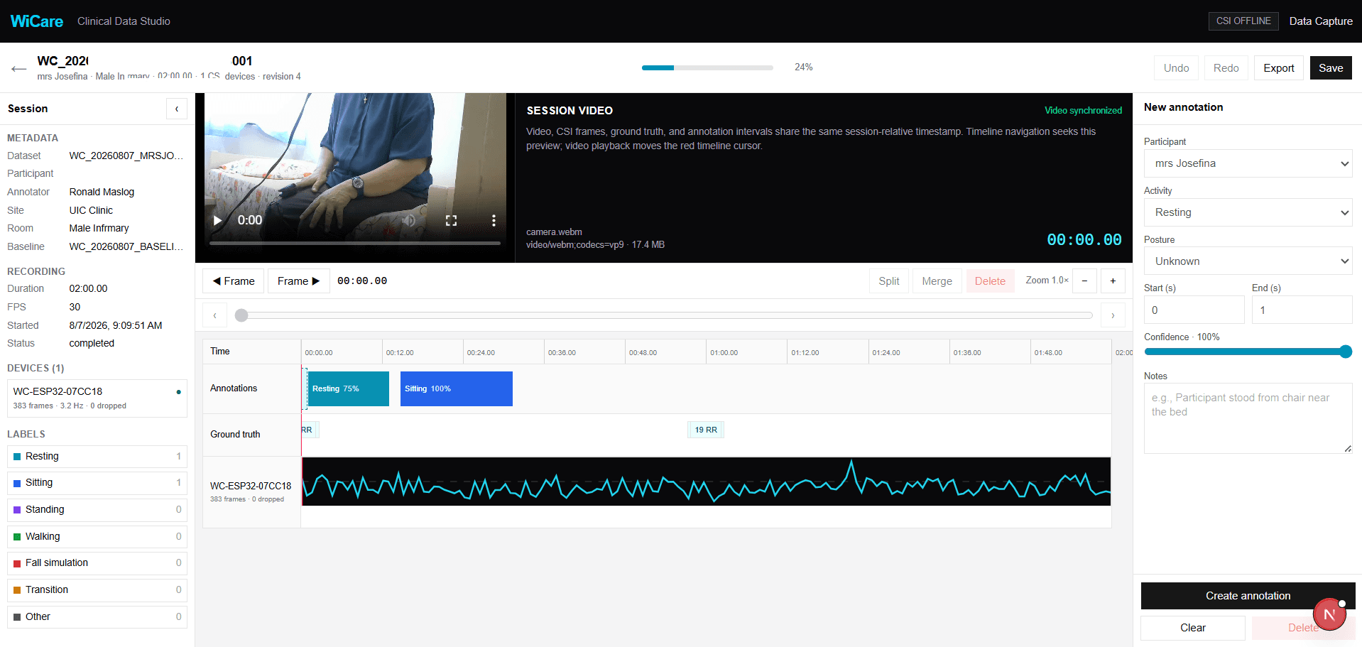 WiCare — Wi-Fi CSI Monitoring System screenshot 1